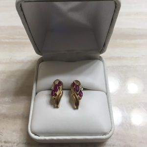 10k ruby and diamond earrings